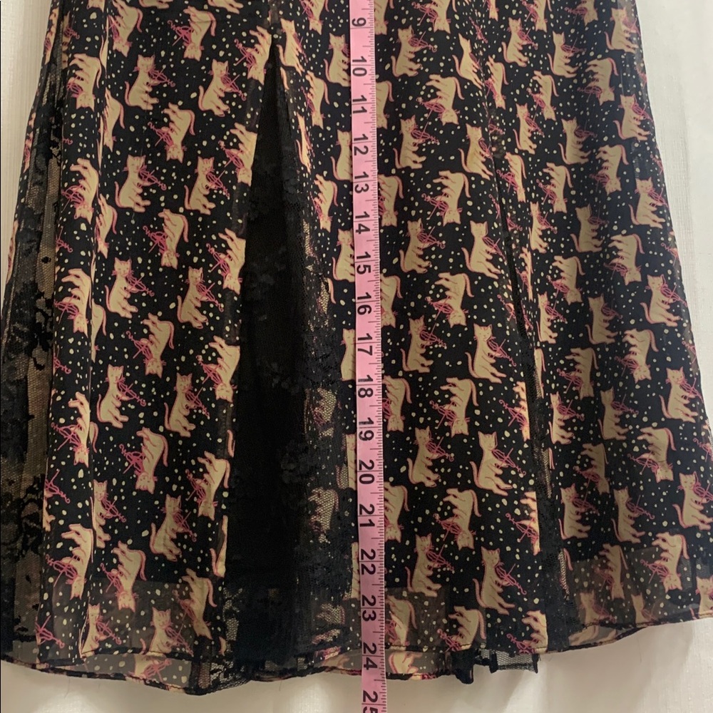 Vintage Betsey Johnson Cat and The Fiddle Pleated Lace Chiffon A-Line Skirt Y2K - Picture 8 of 11